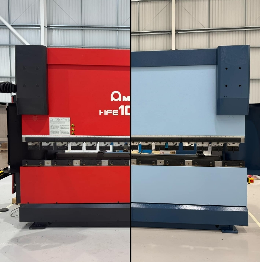 Before and after painting CNC machinery